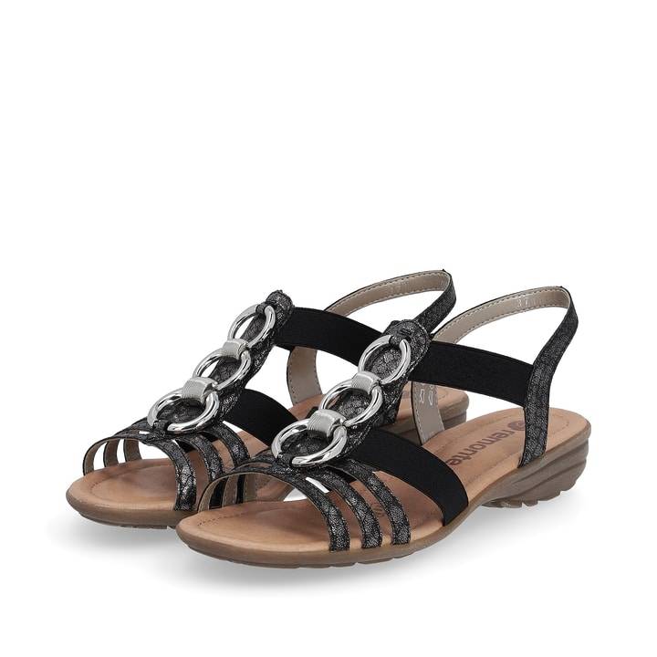 Remonte Artikelnummer R3605-02 remonte Damen Riemchensandalen nachtschwarz-silber