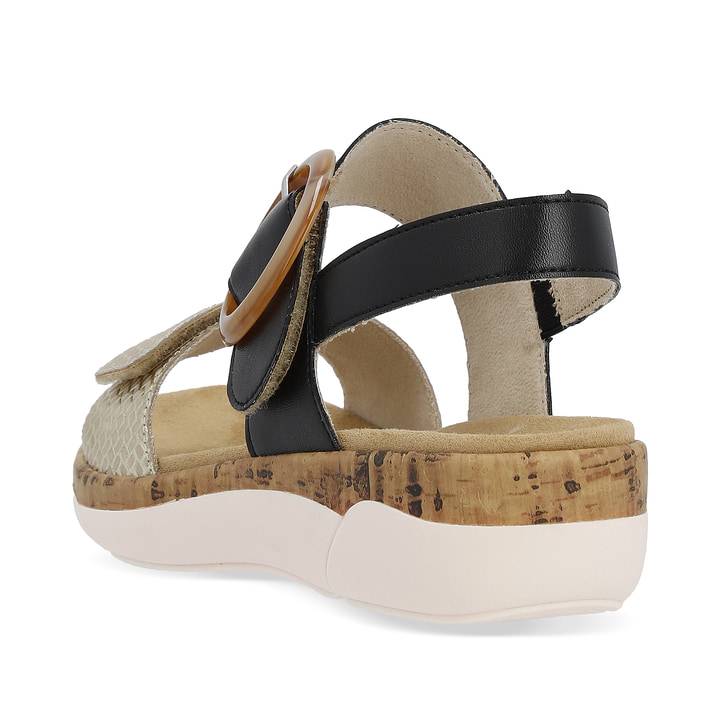 Remonte Artikelnummer R6853-02 Remonte Damen Riemchensandalen Stahlschwarz-goldbeige
