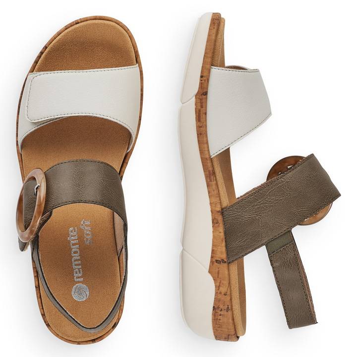 Remonte Artikelnummer R6853-54 Remonte Damen Riemchensandalen Olivgrün-altweiß