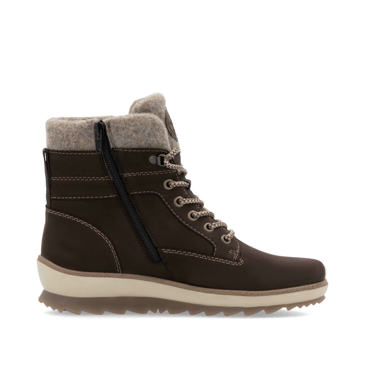 Remonte Artikelnummer R8477-25 Remonte Damen Schnürstiefel Dunkelbraun-sandbeige