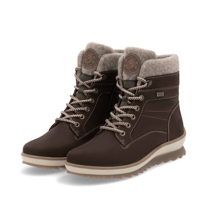 Remonte Artikelnummer R8477-25 remonte Damen Schnürstiefel dunkelbraun-sandbeige