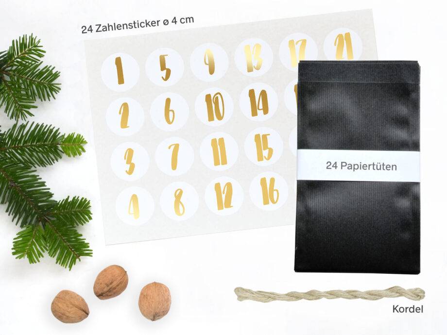 Renna Deluxe Adventskalender Gold Metallic Mit Schwarzen Tüten