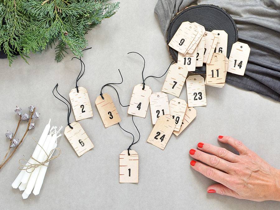 Renna Deluxe Adventskalender Zahlen Anhänger Aus Birkenrinde