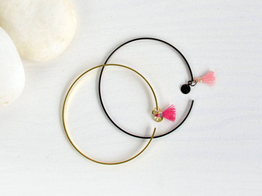 Renna Deluxe BLACK Edition Zarter Armreif Mit Tassel Im Boho-Stil