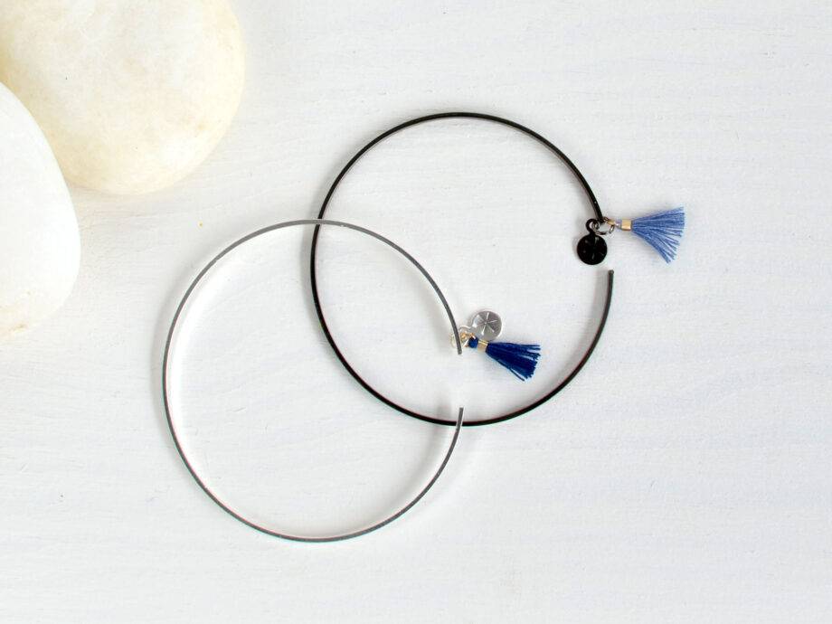 Renna Deluxe BLACK Edition Zarter Armreif Mit Tassel Im Boho-Stil