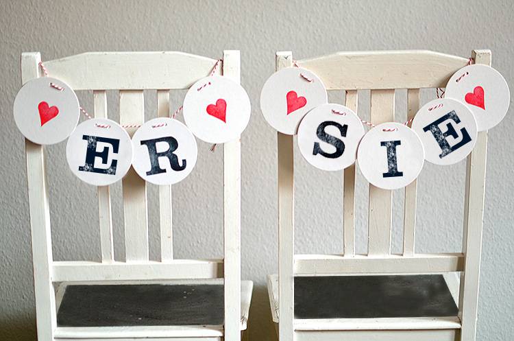 Renna Deluxe ER & SIE StuhlDeko Girlanden Zur Hochzeit