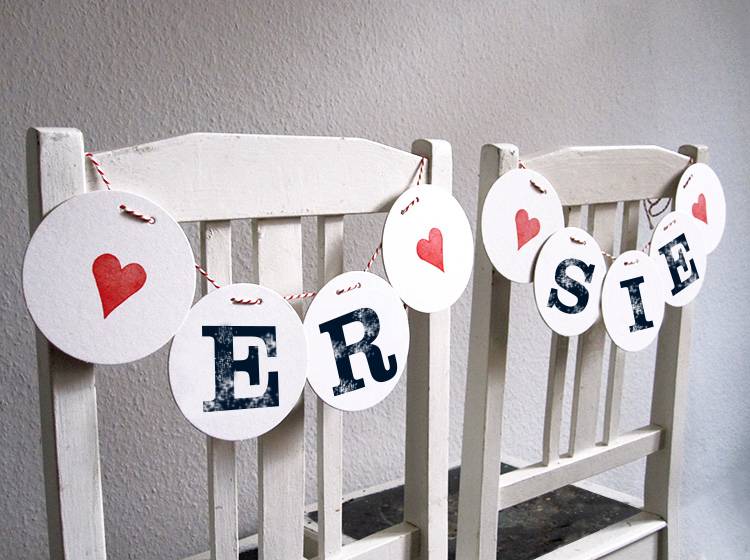 Renna Deluxe ER & SIE StuhlDeko Girlanden zur Hochzeit