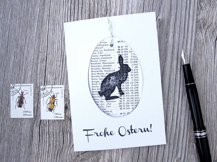 Renna Deluxe Frohe Ostern Klappkarte mit Osterei zum Anhängen