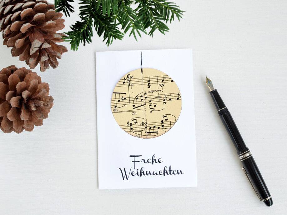 Renna Deluxe Frohe Weihnachten Karte mit Notenkugel