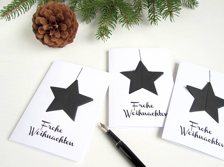 Renna Deluxe Frohe Weihnachten Karte Mit Stern In Schwarz