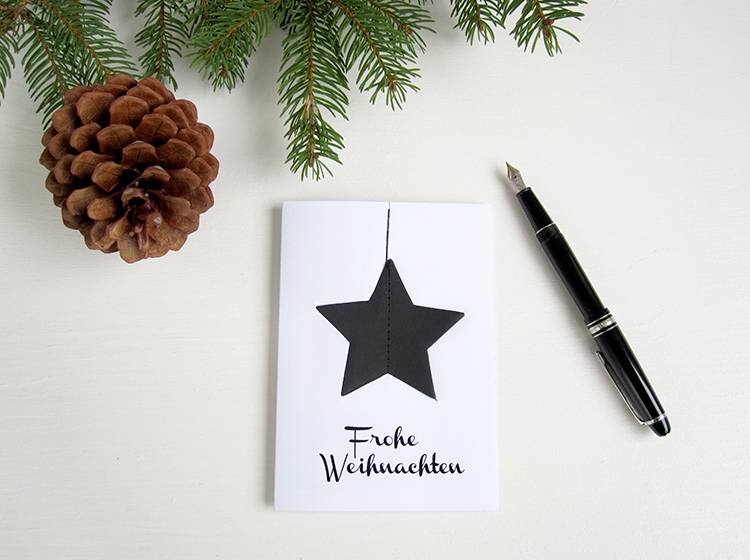 Renna Deluxe Frohe Weihnachten Karte Mit Stern In Schwarz