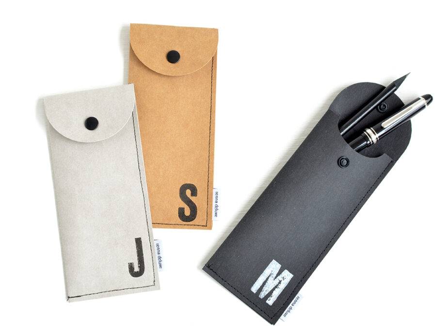 Renna Deluxe Graues Etui Für Stifte Mit Monogramm Vegan Stifteetui