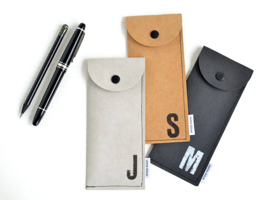 Renna Deluxe Graues Etui Für Stifte Mit Monogramm Vegan Stifteetui