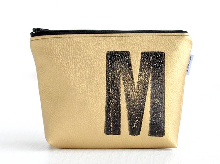 Renna Deluxe Kosmetiktasche Metallic GOLD Personalisiert Mit Monogramm