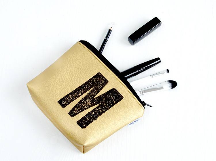 Renna Deluxe Kosmetiktasche Metallic GOLD Personalisiert Mit Monogramm
