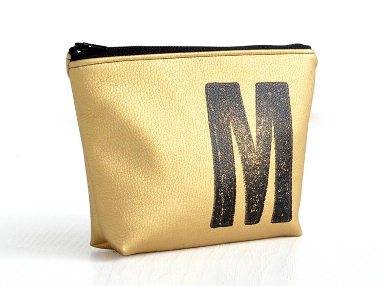 Renna Deluxe Kosmetiktasche Metallic GOLD personalisiert mit Monogramm