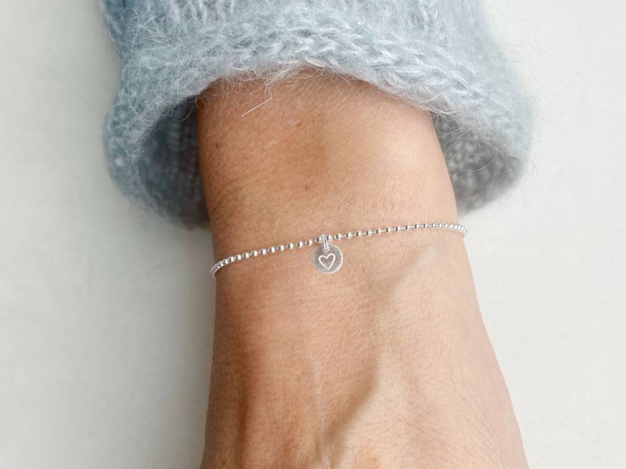 Renna Deluxe Kugel Armband Mit HERZ Anhänger Silber
