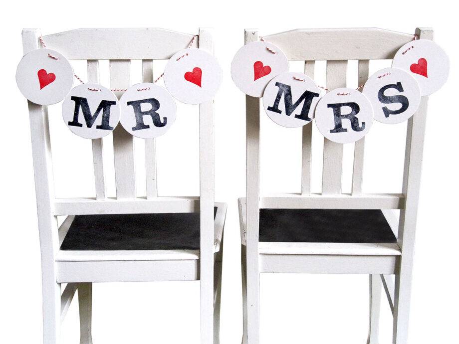 Renna Deluxe MR & MRS Stuhldeko Girlanden Zur Hochzeit