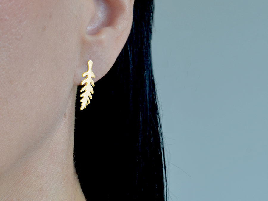 Renna Deluxe Ohrstecker Farnblatt Vergoldet Sterling Silber