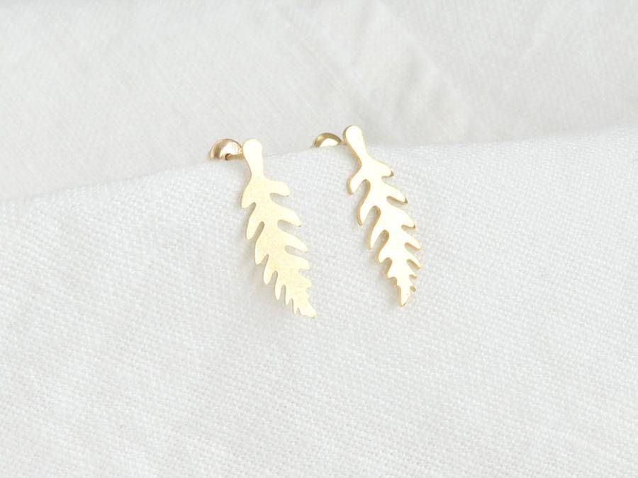 Renna Deluxe Ohrstecker Farnblatt Vergoldet Sterling Silber