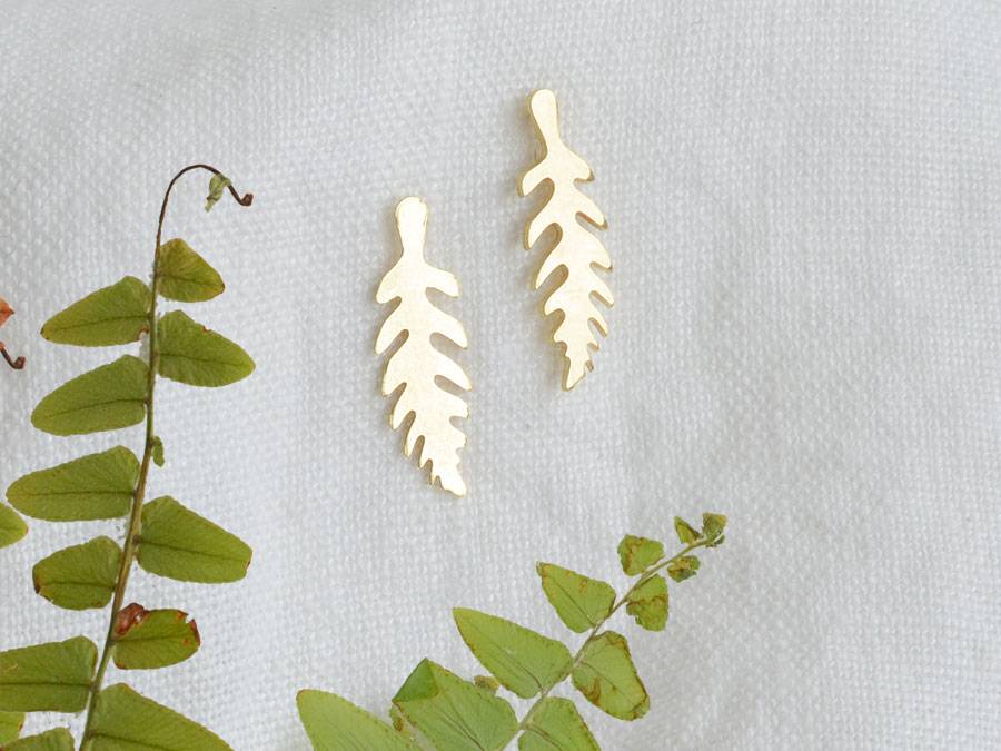 Renna Deluxe Ohrstecker Farnblatt vergoldet Sterling Silber