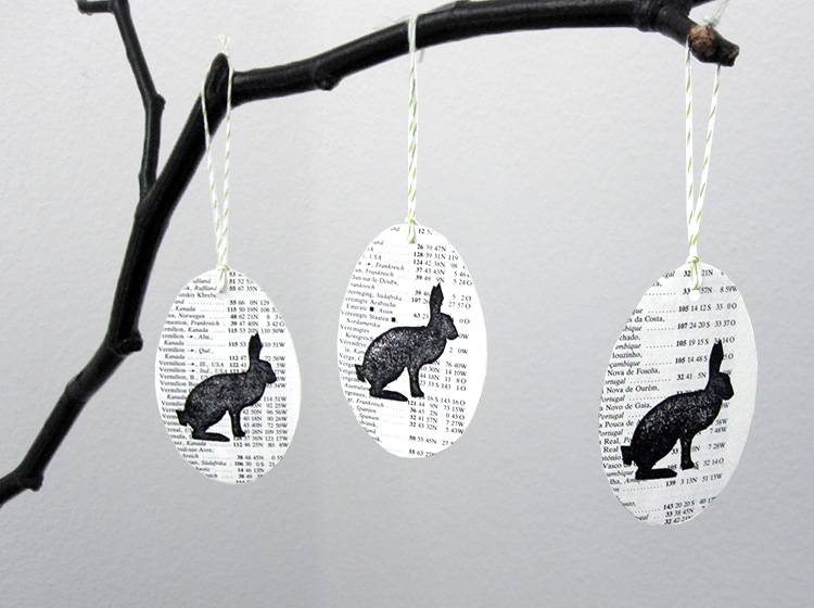 Renna Deluxe Ostereier Zum Anhängen Mit Hase Gestempelt Aus Papier