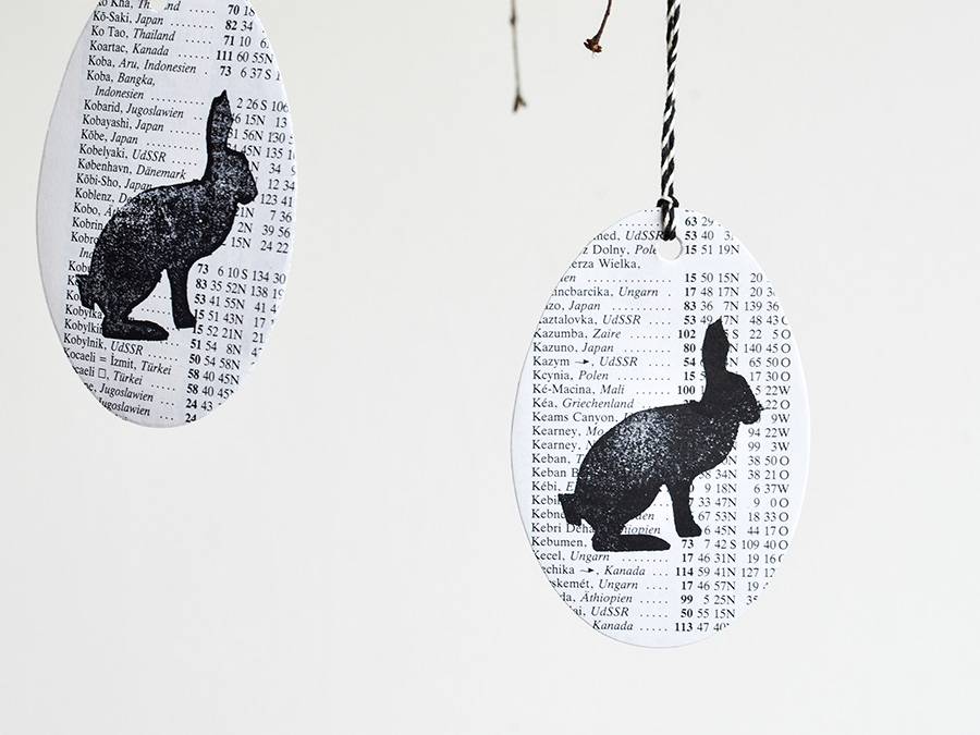 Renna Deluxe Ostereier Zum Anhängen Mit Hase Gestempelt Aus Papier