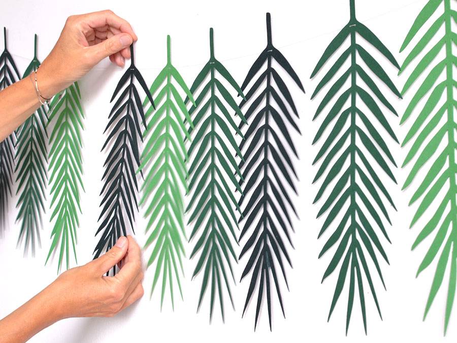 Renna Deluxe Palmen Girlande mit Palmenblättern Wanddekoration