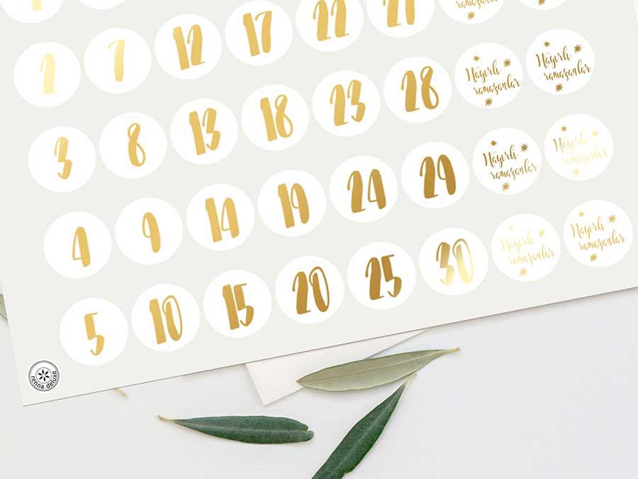 Renna Deluxe RAMADAN Kalender Zahlensticker In GOLD
