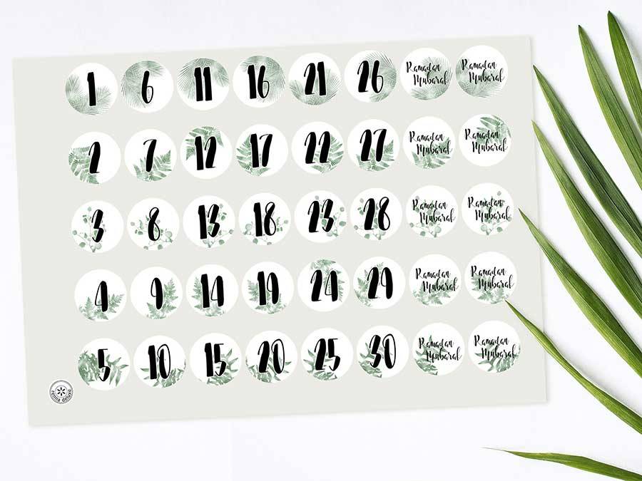 Renna Deluxe RAMADAN Kalender Zahlensticker Mit Schwarzen Tüten