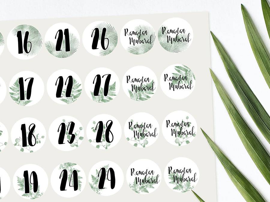 Renna Deluxe RAMADAN Kalender Zahlensticker Mit Schwarzen Tüten