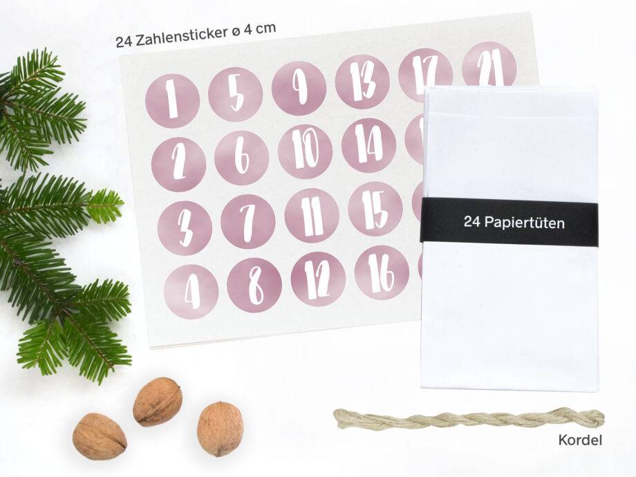 Renna Deluxe Adventskalender ROSA Handlettering