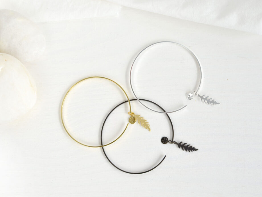 Renna Deluxe Armreif Mit Farn In Gold