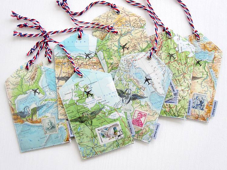 Renna Deluxe Atlas Gepäckanhänger aus Landkarten