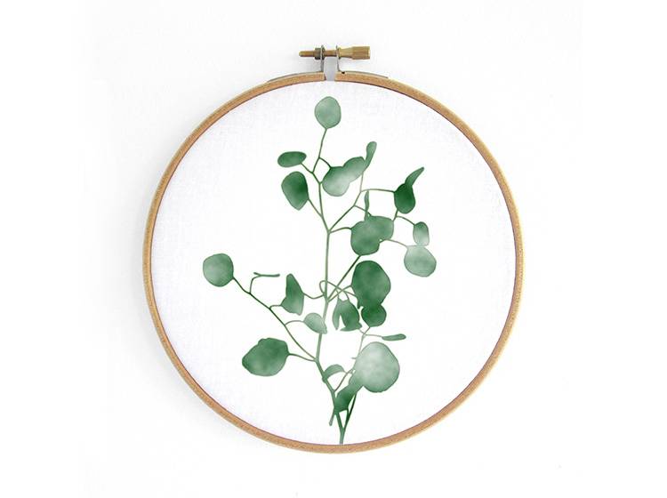 Renna Deluxe Eukalyptus _ Bild im Stickrahmen