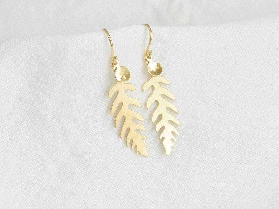 Renna Deluxe Farn Ohrringe in Gold