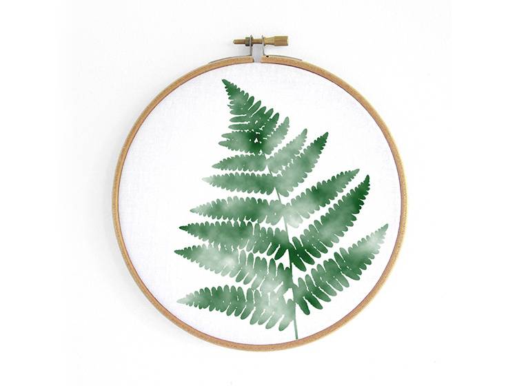 Renna Deluxe Farnwedel _ Bild im Stickrahmen