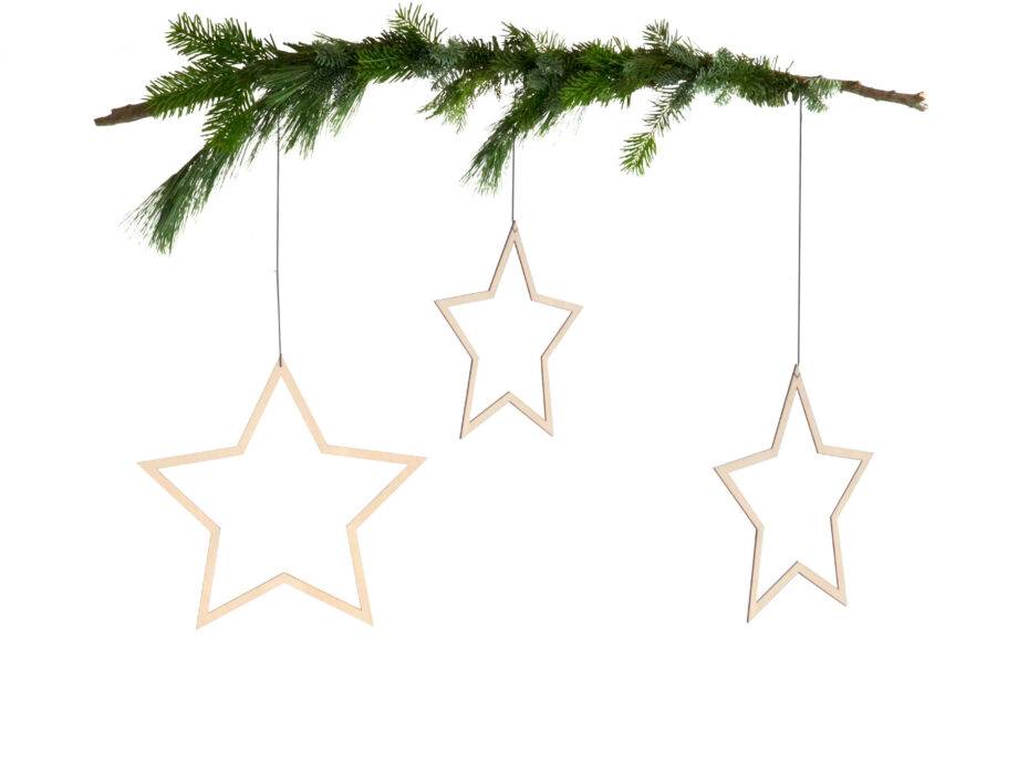 Renna Deluxe Große STERNE Aus Holz 3er-Set