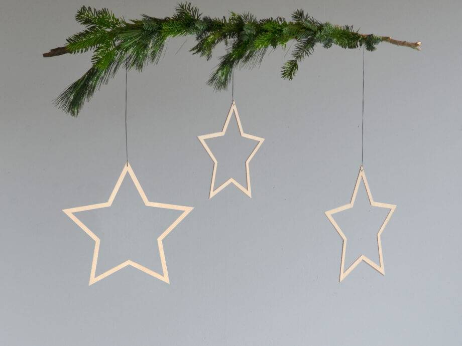 Renna Deluxe Große STERNE Aus Holz 3er-Set