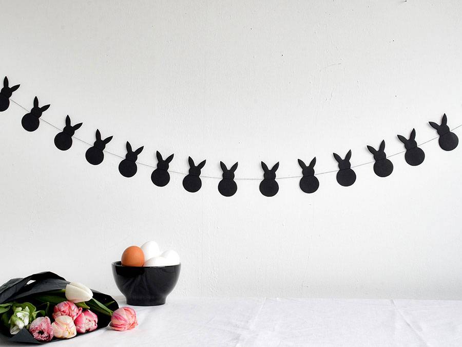 Renna Deluxe Hasen Girlande in Schwarz