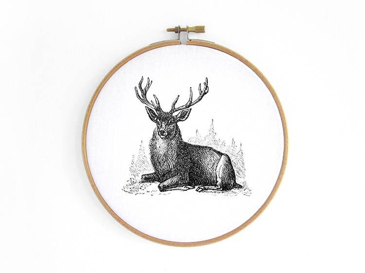Renna Deluxe Hirsch _ Bild im Stickrahmen