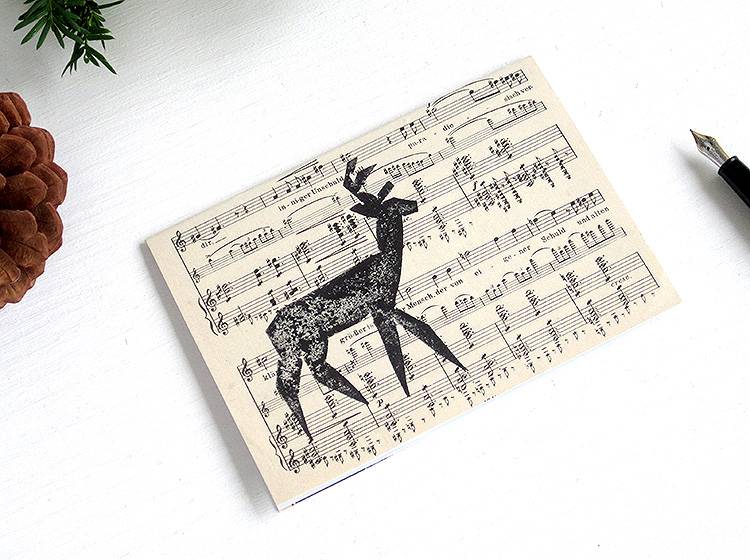 Renna Deluxe Klappkarte Mit Hirsch Auf Notenpapier