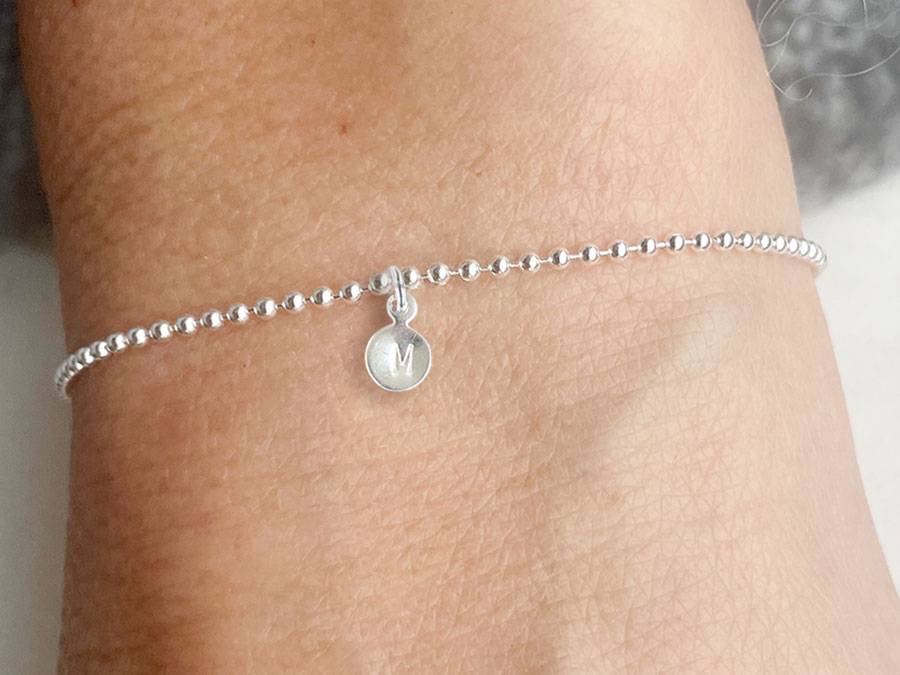 Renna Deluxe Kugel Armband mit BUCHSTABEN Silber