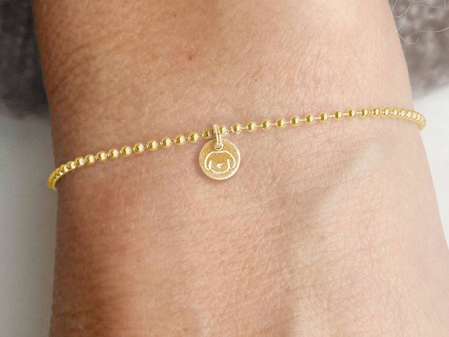 Renna Deluxe Kugel Armband mit HUND Anhänger Gold