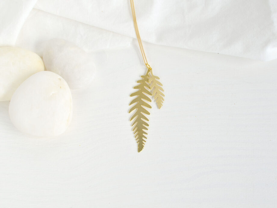 Renna Deluxe Lange Goldene Kette Mit Farn