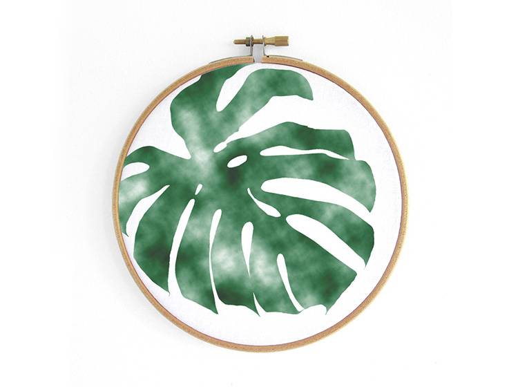 Renna Deluxe Monstera _ Bild im Stickrahmen