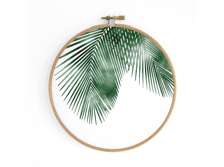 Renna Deluxe Palme _ Bild im Stickrahmen