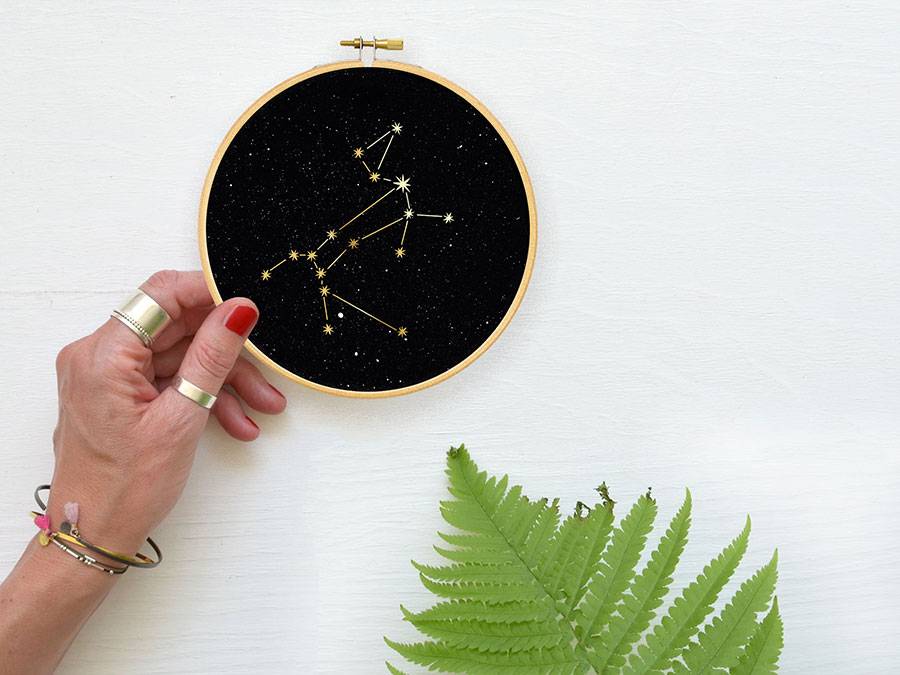 Renna Deluxe SIRIUS Sternbild Großer Hund Im Stickrahmen