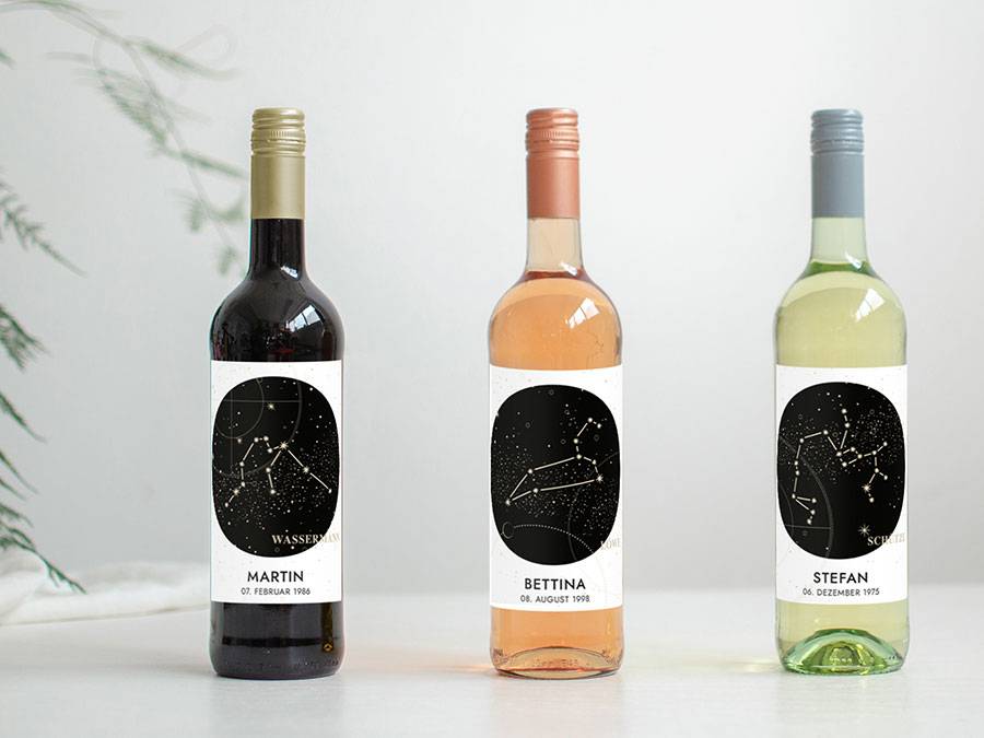 Renna Deluxe Sternzeichen Löwe | Personalisiertes Weinlabel