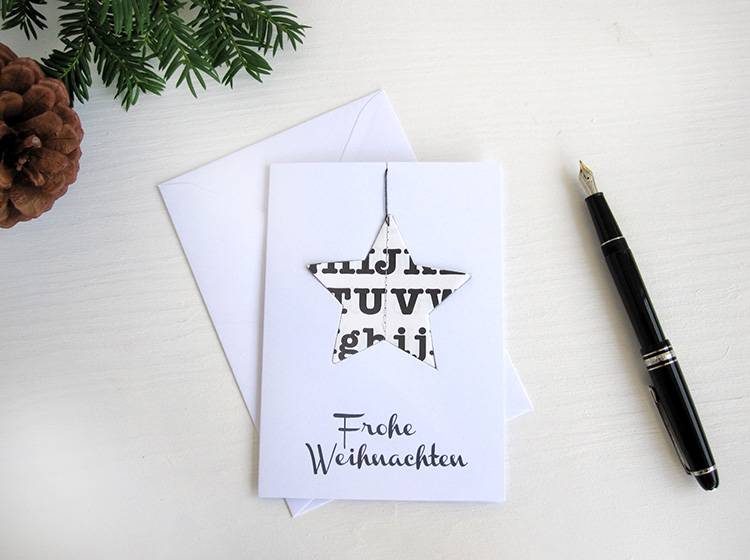 Renna Deluxe Weihnachtskarte mit Weihnachtsanhänger Stern